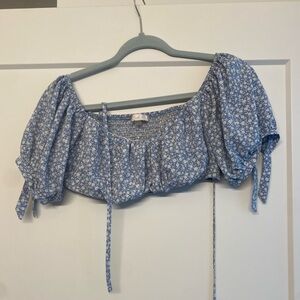 Blush Blue Floral Crop Top